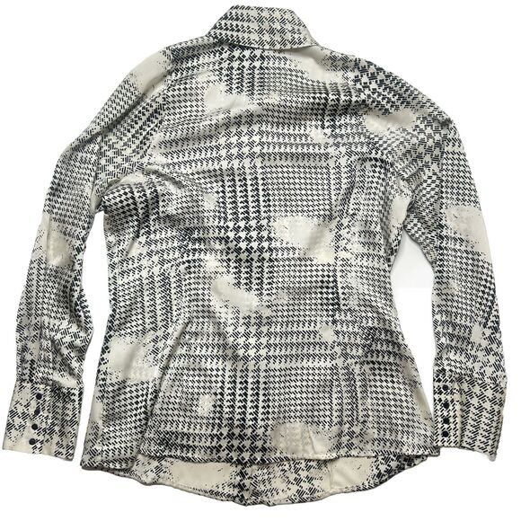 Worthington Women’s L Career button Up Pleated Collar Geometric multi Cream - Picture 2 of 12